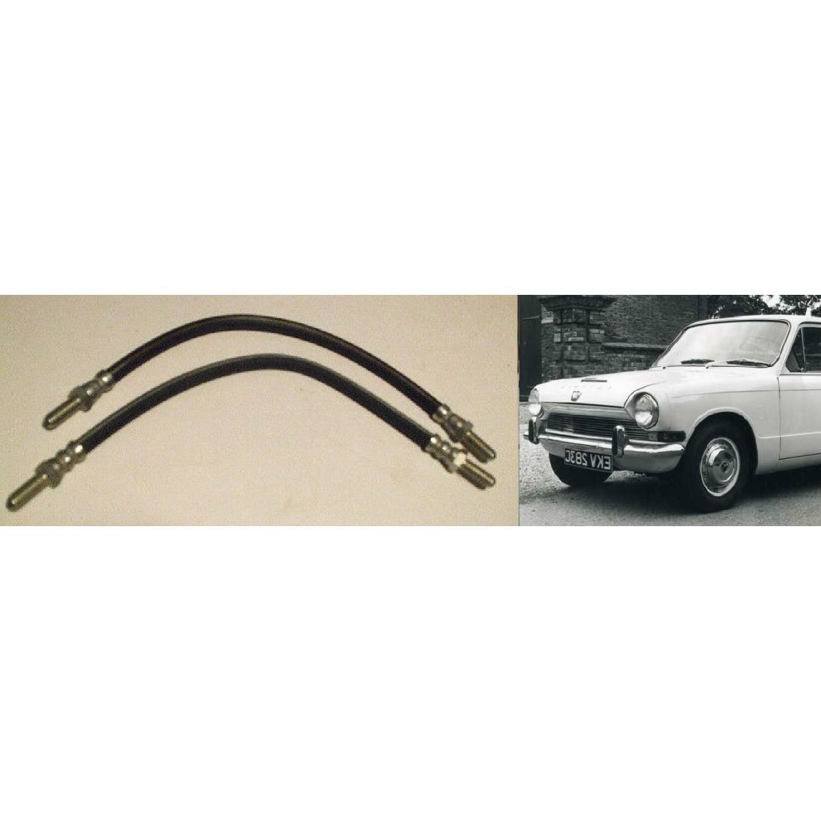 FRONT BRAKE HOSES x2 (Triumph 1300, 1300TC, 1300FWD, 1500, 1500TC, 1500FWD Saloon) (1965-76) 